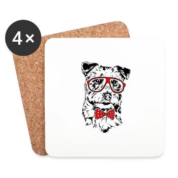 Lustiger JACK RUSSELL TERRIER Brille Hunde Hund - Untersetzer (4er-Set) - Weiß - Vorne
