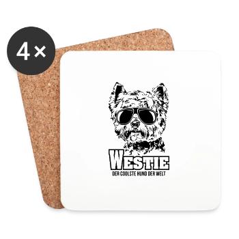 WESTIE coolster Hund Hundespruch Wilsigns - Untersetzer (4er-Set) - Weiß - Vorne