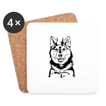 POMSKY Krone Hunde Hund Wilsigns - Untersetzer (4er-Set) - Weiß - Vorne