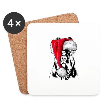 Santa CANE CORSO Chiens de Noël Chien Wilsigns - Dessous de verre (lot de 4) - blanc - Devant