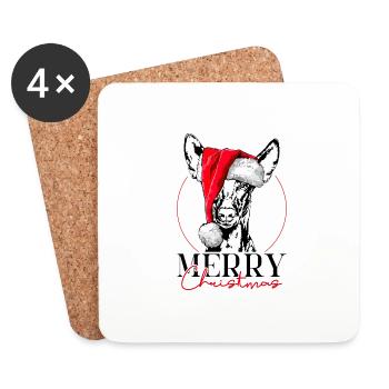 Père Noël Chien Joyeux Noël Chien Wilsigns - Dessous de verre (lot de 4) - blanc - Devant