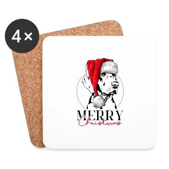 Père Noël joyeux Chiens Wilsigns - Dessous de verre (lot de 4) - blanc - Devant