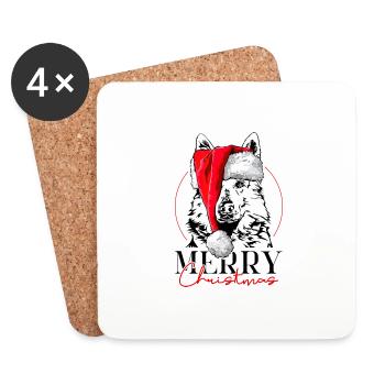 BERGER SUISSE BLANC Joyeux chien de Noël - Dessous de verre (lot de 4) - blanc - Devant