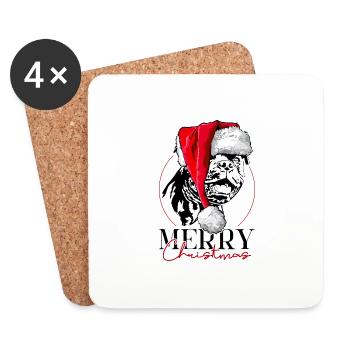 Père Noël STAFFORDSHIRE BULL TERRIER Joyeux Noël - Dessous de verre (lot de 4) - blanc - Devant