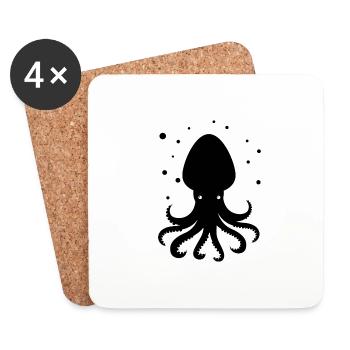 Octopus Octopus Zoo animal marine tentacles - Coasters (set of 4) - white - Front