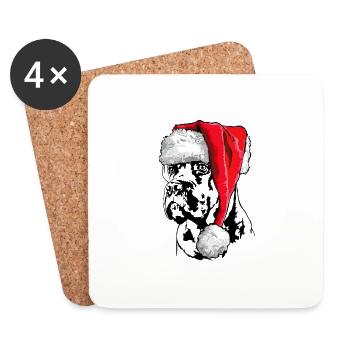 Santa Cane Corso Chiens de Noël Wilsigns - Dessous de verre (lot de 4) - blanc - Devant