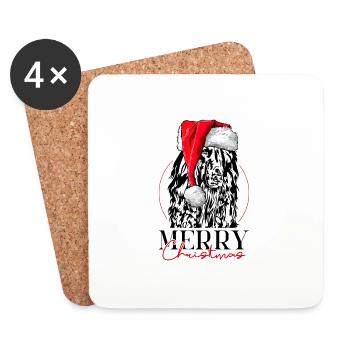 Père Noël Afghan Hound Joyeux Noël Chiens - Dessous de verre (lot de 4) - blanc - Devant