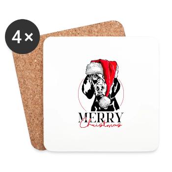 Père Noël noir et feu Coonhound joyeux chien de Noël - Dessous de verre (lot de 4) - blanc - Devant