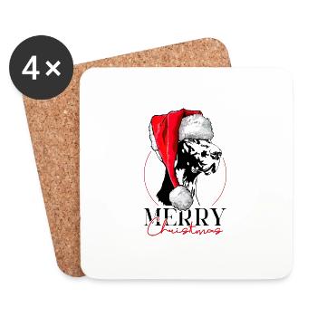 Père Noël allemand à poil court Joyeux Noël Wilsigns - Dessous de verre (lot de 4) - blanc - Devant