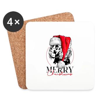 Père Noël Chien de caille allemande Joyeux Noël Chiens - Dessous de verre (lot de 4) - blanc - Devant