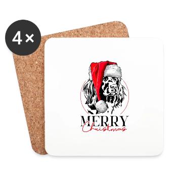Santa Kleiner Münsterländer Merry Christmas Hunde - Untersetzer (4er-Set) - Weiß - Vorne