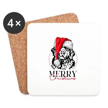 Santa Neufundländer Merry Christmas Neufi Wilsigns - Untersetzer (4er-Set) - Weiß - Vorne