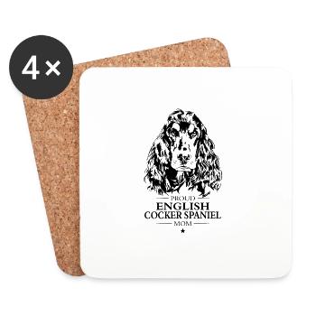 Cocker anglais Épagneul Maman Chien Chien Wilsigns - Dessous de verre (lot de 4) - blanc - Devant