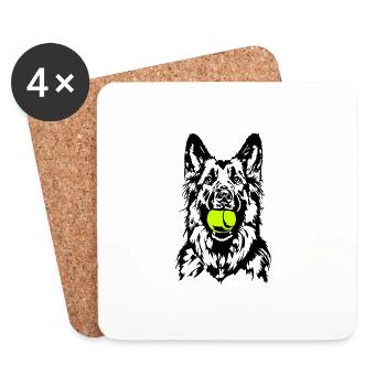 German Longhaired German Shepherd Dogs Wilsigns - Coasters (set of 4) - white - Front