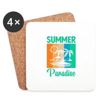 Paradis d’été - Dessous de verre (lot de 4) - blanc - Devant