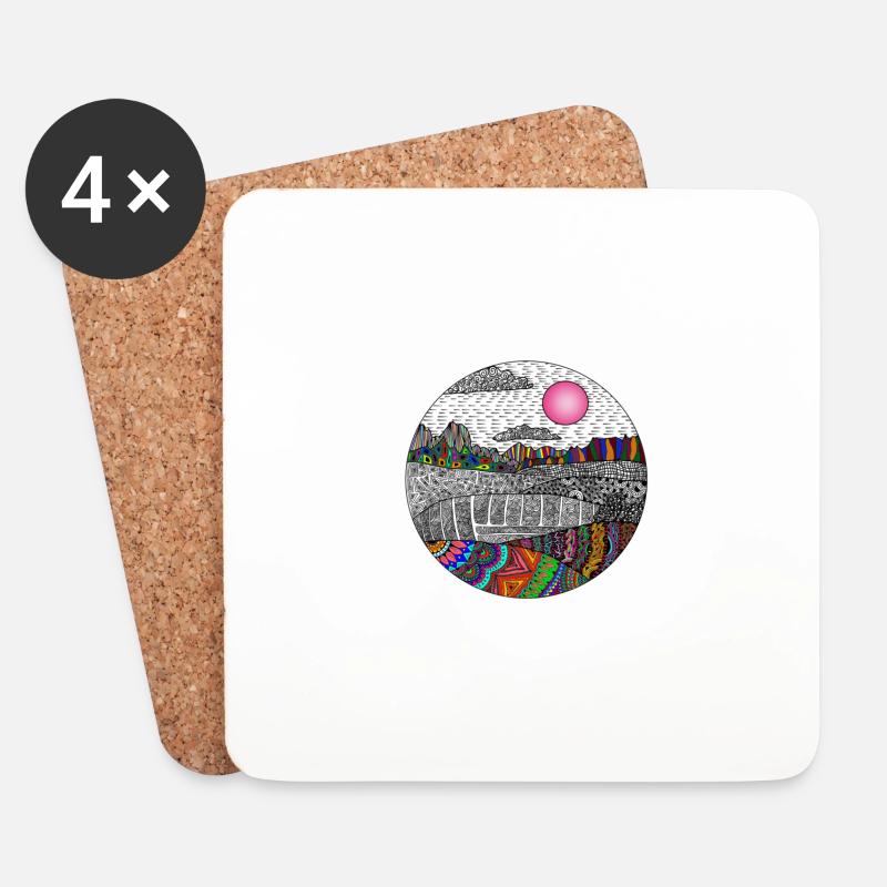 Colourful landscape - Coasters (set of 4) - white