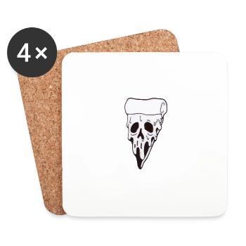 Melting Skull Pizza Slice - Coasters (set of 4) - white - Front