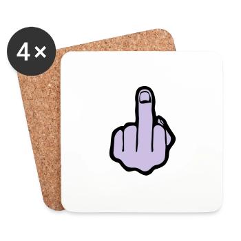 fuck you, middle finger - Dessous de verre (lot de 4) - blanc - Devant