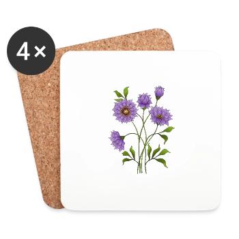 Bunte blumen - Untersetzer (4er-Set) - Weiß - Vorne