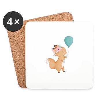 Ballon bébé renard - Dessous de verre (lot de 4) - blanc - Devant