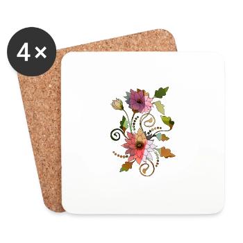 Blumen - Untersetzer (4er-Set) - Weiß - Vorne