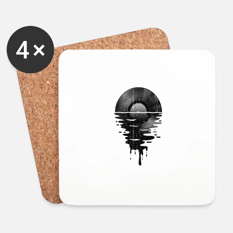 Coole Musik Vinyl Retro Vintage grau - Untersetzer (4er-Set) - Weiß