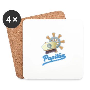 PAPITÄN MAMITÄN KAPITÄN PAPI MAMI PIRAT AHOY MOTIV - Untersetzer (4er-Set) - Weiß - Vorne