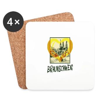 Braunschweig Allemagne Ville Skyline Coeur Amour - Dessous de verre (lot de 4) - blanc - Devant