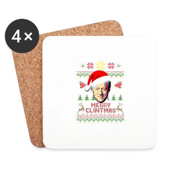 Joyeux Noël Clintmas Bill Clinton - Dessous de verre (lot de 4) - blanc - Devant