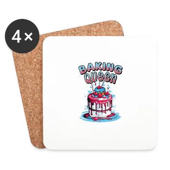Baking Queen Baking Fairy Baker Cake Cake - Coasters (set of 4) - white - Front