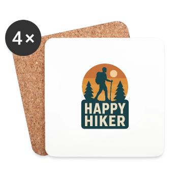Happy Hiker – Outdoor & Wanderer Design - Untersetzer (4er-Set) - Weiß - Vorne