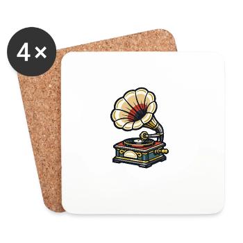 Gramophone Blossom Design - Coasters (set of 4) - white - Front