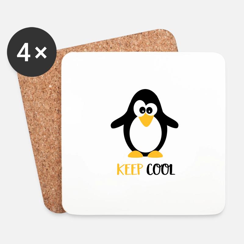 Pinguin - Untersetzer (4er-Set) - Weiß
