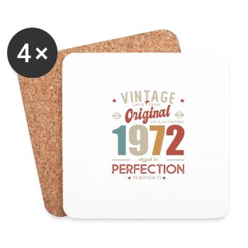 vintage original 1972 cadeau anniversaire 51 ans - Dessous de verre (lot de 4) - blanc - Devant