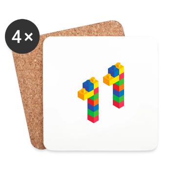 Cute Block Building 11th Birthday Gift 11 Year - Coasters (set of 4) - white - Front