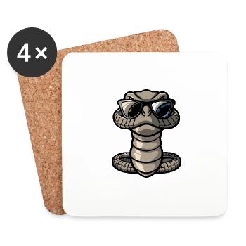 Snake Cobra Cool Animal - Coasters (set of 4) - white - Front