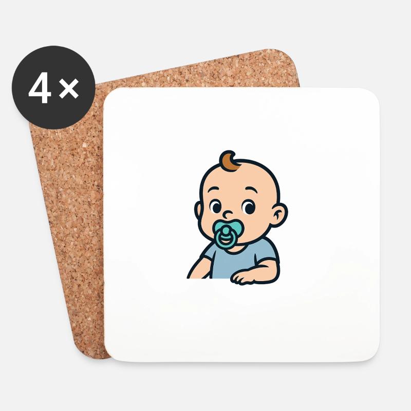 Süßer Baby mit Schnuller Cartoon - Untersetzer (4er-Set) - Weiß