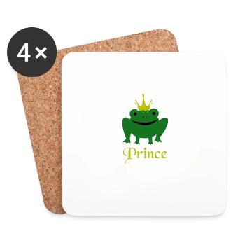 Animaux, le prince grenouille - animaux, le roi grenouille - Dessous de verre (lot de 4) - blanc - Devant
