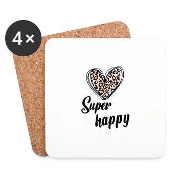 Super happy - Dessous de verre (lot de 4) - blanc - Devant
