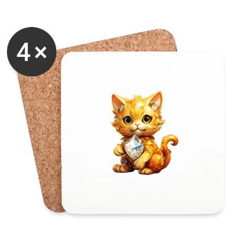 Pierre de naissance Chat Novembre - Dessous de verre (lot de 4) - blanc - Devant