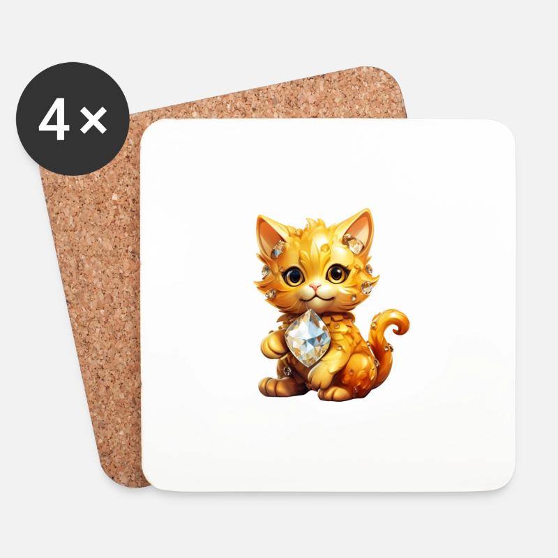 Geburtsstein-Katze November - Untersetzer (4er-Set) - Weiß