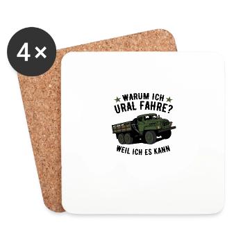Warum ich ural fahre weil ich es kann URAL USSR - Untersetzer (4er-Set) - Weiß - Vorne