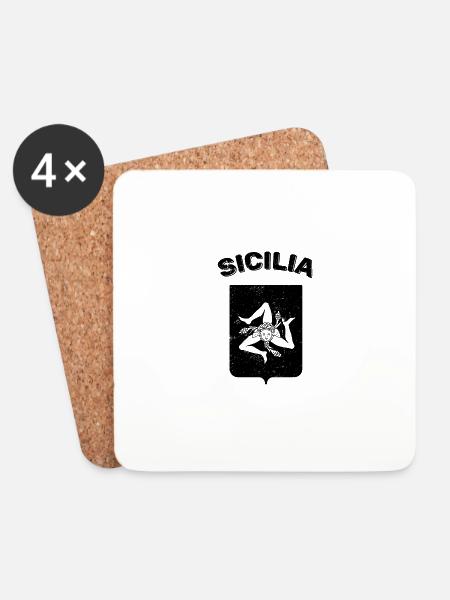 Sicilia Palermo Italienisch Wappen Sizilien - Untersetzer (4er-Set) - Weiß