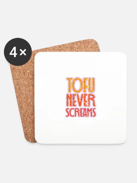 Tofu schreien nie Tofu-Liebhaber. Geschenk - Untersetzer (4er-Set) - Weiß