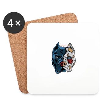 Pitbull robot chien parent. Cadeau - Dessous de verre (lot de 4) - blanc - Devant