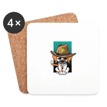 Nice Doberman Sheriff Dog Trainer Gift - Coasters (set of 4) - white - Front