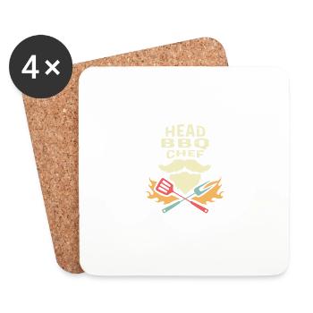 Head BBQ Chef Chef Gift - Coasters (set of 4) - white - Front