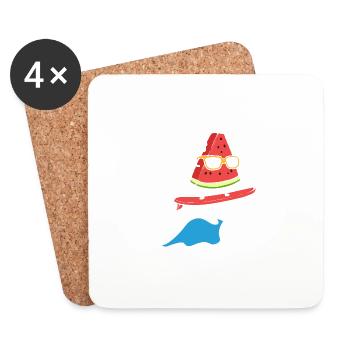 Wassermelonensurfen Windsurfer Geschenk - Untersetzer (4er-Set) - Weiß - Vorne