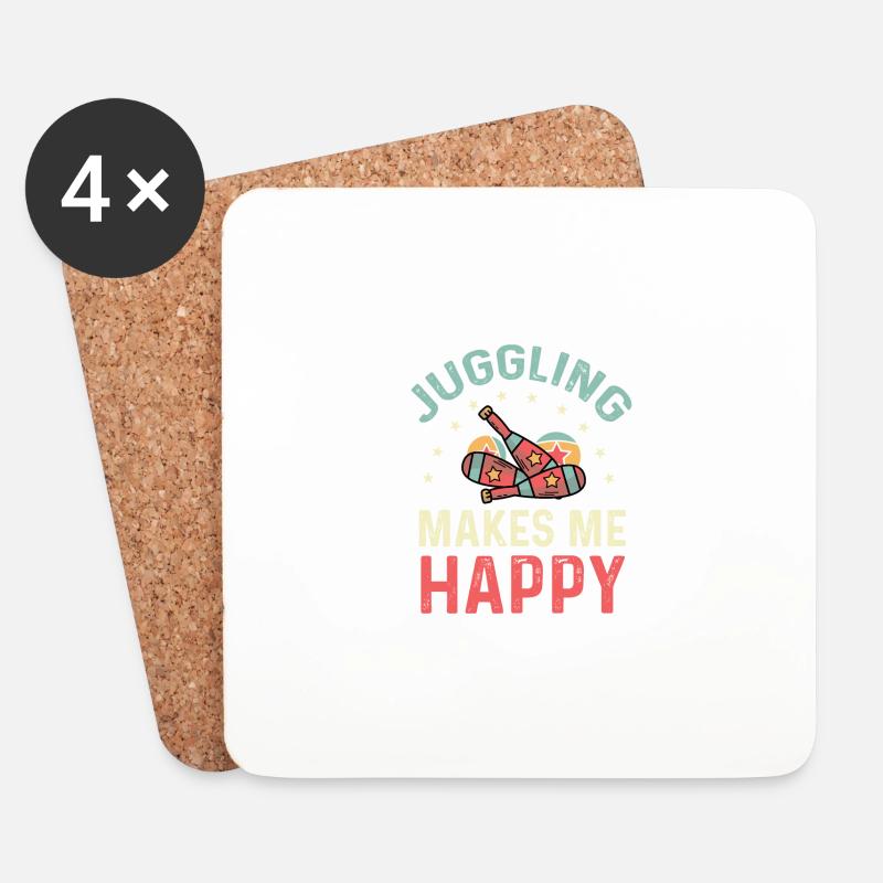 Jonglieren macht mich glücklich Akrobat Geschenk - Untersetzer (4er-Set) - Weiß