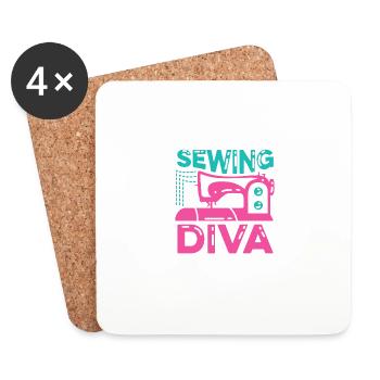 Diva couture chanteuse ou interprète cadeau - Dessous de verre (lot de 4) - blanc - Devant